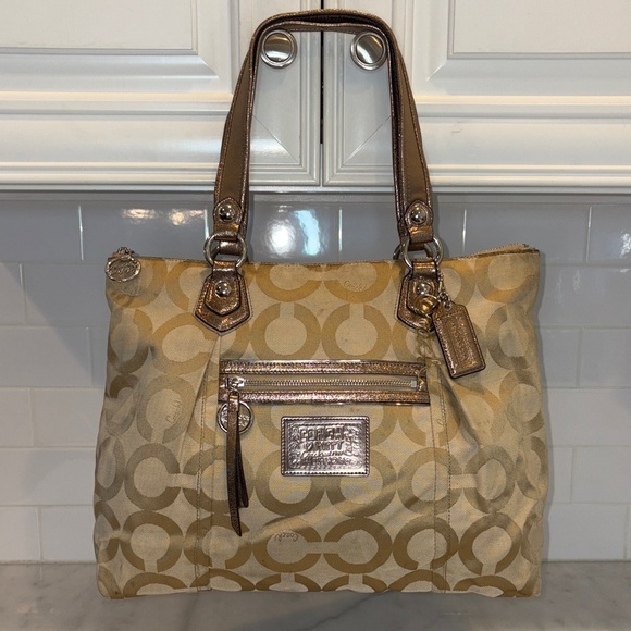 Coach Y2K Poppy Signature Op Art Logo Large Tote - Picture 1 of 16